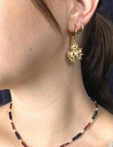 Drop green earrings - Gold plated