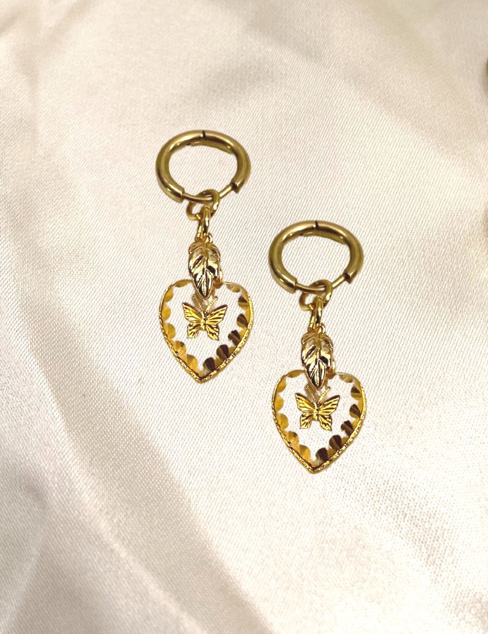 Drop green earrings - Gold plated